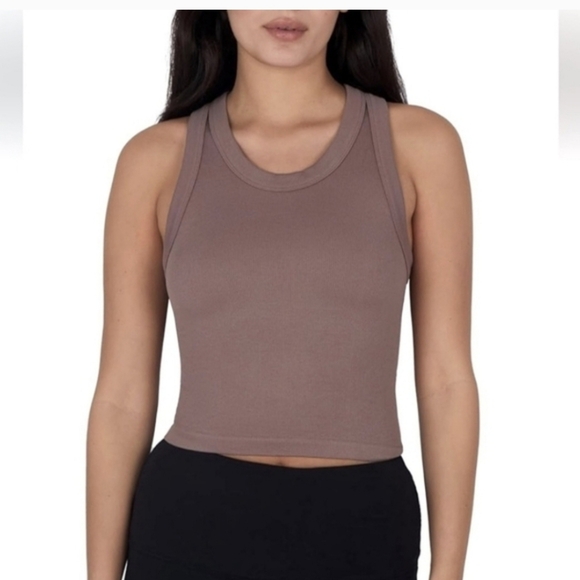 Reflex Set Of 3 Tanks Racer Back Ribbed Seamless Black Taupe Blue Size Large - Picture 10 of 10